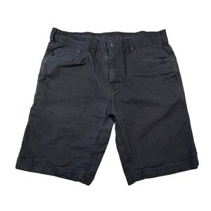 Prana Mens 36 Charcoal Black Canvas Hiking Climbing Utility Shorts 11 Inseam